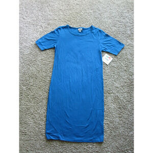 New LuLaRoe Julia Knee length‎ Dress womans 2XL Beautiful Blue Form Fitting!